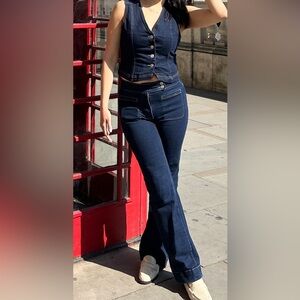 Avec Les Filles Indigo Denim Two-Piece Set -
